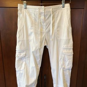 INC white cotton drawstring pants size 4 ECWOT